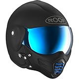 ROOF Jethelm ROADSTER IRON schwarz matt blau Fiberglas mit magenitscher Maske, L 60