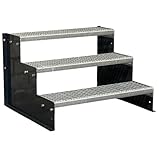 SRM Design 3 Stufen Standtreppe Wangentreppe Gitterrosttreppe Außentreppe Industrietreppe Modell 2 anthrazit 18 cm Stufenhöhe, 100 cm Breite, 54 cm Höhe ohne Geländer