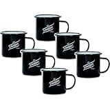 6 Stück Schweppes Emaille Becher Tasse Gin Tonic Cocktail Longdrink Moscow Mule | Inhalt: 375 ml | Schwarzer Metall-Becher