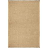 casa pura Amazonas Natur 140 x 200 cm Sisal Teppich – Naturfaser Teppich mit Baumwollbordüre, Wohnteppich, Sisalteppich