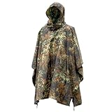 Mil-Tec Regenponcho Unisex • US Poncho aus reißfestem Ripstop Material • Mehrzweck Regenponcho Herren & Damen • Wasserdicht & extra lang • Als Outdoor Regenjacke, Regencape, Nässeschutz, Regenmantel