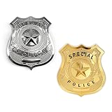 SAIIURV 2 Stück Polizeimarke Metall Polizeiabzeichen Polizei Abzeichen Polizisten Dienstgrads Abzeichen für Kinder Erwachsener, Polizei Rollenspiel Zubehör für Mottoparty Party Halloween Karneval