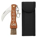 CRS Polizeigeprüftes Pilzmesser mit Bürste | Schwammerlmesser mit Pinsel zum aufklappen | Klappmesser mit gebogener Klinge Lineal aus rostfreiem Stahl | Kleines Taschenmesser (mit Tasche)