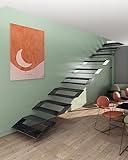 CHYRKA® Schwebetreppe Kragarmtreppe Stahltreppe 2in1 Stufen Modern Treppenrahmen 90 cm - Links (STL02.090, industrial)