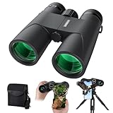 Deesoo 12x42 Profi HD Fernglas für Erwachsene,hohe Vergrößerung wasserdicht Ferngläser mit Großes Sichtfeld Feldstecher mit Smartphone Adapter, Fernholzstativ für Vogelbeobachtung, Wandern Jagd