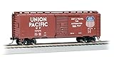 Bachmann Boxcar Union Pacific - Spur HO - Dunkelblau und Gelb - Kunststoff - Modellbahn-Wagen - Eisenbahnwagen - Boxcar