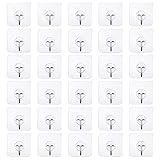 30 Stücke Klebehaken ohne Bohren Ohne Bohren Haken selbstklebend, Transparenter Wandhaken, Transparenter Klebehaken Türhaken Kleiderhaken Wasserfest Ideal für Küche Bad Wand & Decke Aufhänger