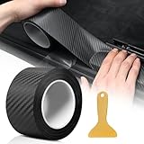 pangdapengpeng Carbon Folie Auto, 5 cm x 5 m Einstiegsleisten Schutz, Selbstklebend Auto Einstiegsleisten Schutz mit Kunststoffschabern für Die Meisten Autos wie SUVs und Limousinen (Schwarz)