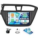 4+64G Android 15 Autoradio für Hyundai i20 2015-2018, 9 Zoll Touchscreen in-Dash GPS Head Unit mit CarPlay & Android Auto Bluetooth DSP/GPS WiFi 32EQ+ AHD Rückfahrkamera