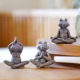 Yeomoo Yoga Frosch Gartenfiguren Zen Deko Wohnzimmer Garten - Klein Frosch Figuren Miniatur Deko für Schreibtisch Zubehör Geschenke für Frauen Kinder Freundin Geburtstag Feengarten Gartendeko 3 Stück