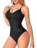 Shapewear Damen Body, Miederbody Stark Formend, Bodysuit Women, Bauchweg Body Shaper Damen, Bequemer Formende Bodys, Stringbody mit Verstellbarer Schultergur, Atmungsaktiven Materialien S/M