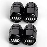 4 Stück Ventilkappen, Reifen Ventilkappen für Audi A1 A3 RS3 A4 A5 A6 A7 RS7 A8 Q3 Q5 Q7 R8, Ventilkappen mit Dichtung für stabilen Reifendruck, Autoventil Kappe, Auto Zubehör, Schwarz