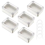 Wasserdichte IP65 Leergehäuse, 5er-Pack Elektronische Gehäuse Box, 58 x 83 x 34 mm Kunststoffgehäuse mit Transparenter Abdeckung, Universelles Projektgehäuse, Anschlussdose