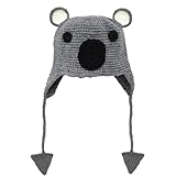 BOMHCS gehäkelte Koala Ohren Mütze Hut Ohrenschenkel geflochten Dreieck Anhänger niedliche Kappe, gray, S
