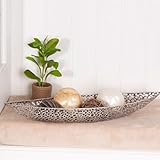 GILDE Schale Deko XL Chico - Metall Dekoschale Wohnzimmerdeko - Tischdeko Frühling Deko silber Schlüsselschale Schlüsselablage - Länge 59 cm