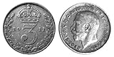 Generic Münzen für Sammler – zirkulierte 1911 britische Silbermünze mit DREI Pence-Münzen/Großbritannien