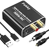 DA Wandler, Fokky 192kHz DAC Konverter Digital-Analog-Wandler,SPDIF Koaxial Toslink zu Analog Stereo RCA L/R 3,5 mm Audio mit 1M optischem Kabel, für HDTV DVD Blu-ray Sky Spielekonsole
