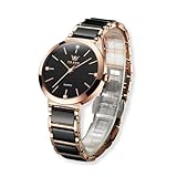 Raitown Damenuhr Roségold Keramik Japanische Quarzwerk Wasserdicht Klassisches Kleines Zifferblatt Schwarz Weiß Uhren Damen