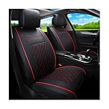 CGEAMDY Sitzbezug Set Universal, Luxus Wasserdicht Autositzschutz, Auto-Sitzbezüge Vordersitze Kunst Leder, Pu-Leder-Autositzabdeckungen Vorne, Wasserdichtes Autositzbezüge Geprägten(Schwarz&Rot)