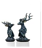WQQLQX Statue ELK Head Statue Tierzubehör 2 Stücke Kreativer Harz Kunst Skulptur Home Zubehör Wohnzimmer Desktop Dekoration Ornamente Handwerk Figuren Skulpturen