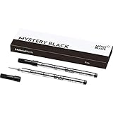 Montblanc Tintenroller Minen Mystery Black 105162 – Ersatzmine für Roller Ball und Fineliner Größe F – 2 x Refill Rollerball F