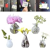 TECHEEL Mini Vase Magnets 5 Stück Vasen Magnete Kühlschrank Magnet Vase für Kühlschrank 3D Niedliche Vasen Kühlschrankmagnete für Familie Küche und Büro Dekoration