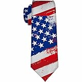 Yekiua Krawatten mit amerikanischer Flagge, klassische Streifen, USA-Flagge, patriotische Herren-Krawatte für Ehemann, Vatertag, Valentinstag, Vatertagsgeschenk