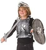 KarnevalsTeufel 4 TLG. Ritter-Set in schwarz Schutzschild Brustpanzer Helm und Schwert