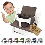 BambiniWelt Ersatzbezug Tripp Trapp – Sitzkissen-Set kompatibel, Stokke Hochstuhl, extra weich, waschbar & langlebig, 2-teiliges Kissen - Klettverschluss, Farbe: meliert braun