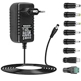 ZUOKENZU AC Adapter 12V 2A Netzteil AC220V zu DC12V 500mA 1000mA 1500mA 2000mA Leistungstreiber 5,5mm mit 8 DC Steckeradaptern Wechselrichter Ladegerät Transformator AC-DC Adapter (DC12V~2A)