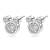 Epoch World Damen Ohrringe 925 Sterling Silber Ohrstecker Maus Ohrringe Stecker mit Zirkonias Silber Ohrringe für Frauen Mädchen Kinder