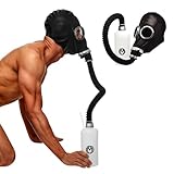 MASTER SERIES Dunkle Inhalator Gasmaske mit Flasche für Anfänger Männer Frauen Paare Einweg Atemventil Inklusive Schlauch und Aromaflasche 5 Stück Set Schwarz & Weiß