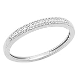 Dazzlingrock Collection 0,05 Karat (ctw) 10K runder Diamant Damen Millgrain Jahrestag Ehering Weißgold Diamant, Weißgold, Diamant