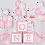 Geburtstagsdeko 1 Jahr Mädchen, 3 Stück Rose One Ballonbox Mit ONE Buchstabe,Ballon Box Für Deko Geburtstagskrone Birthday Decorations 1. Geburtstag Mädchen