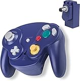 TechKen Gamecube Controller, kabellos, Bluetooth, 2,4 G, NGC, Gamepad, Joystick, GC-Controller, Game, Cube, Pad, mit Empfängeradapter für Gamecube (Violett)