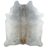 Livorio Premium Kuhfell Teppich - L215 x B180 cm - grau weiß - einmaliges Naturprodukt aus Südamerika | Rinderfell | Echtfell | tan Grey | K349