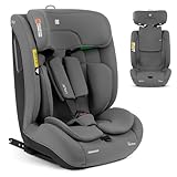 KikkaBoo i-Size i-­FLIT, Kindersitz 9-36 kg ISOFIX, Autokindersitz 76-150 cm, Gruppe 1/2/3, 15 Monate bis 12 Jahre, SPS Seitenschutz, Top Tether, Verstellbare Kopfstütze, Hellgrau