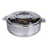 genialo Thermoschüssel"Galant", Isolierschüssel mit Deckel, drehbarer Edelstahldeckel, Thermoschüssel, Warmhalteschüssel, Servieren & Aufbewahren, elegantes Design, Edelstahl, silber/gold