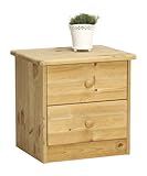 Steens Mario Nachttisch/ Nachtkommode, 2 Schubladen, 41 x 41 x 34 cm (B/H/T), Kiefer massiv, gelaugt geölt