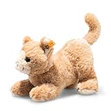 Steiff Kuscheltier Cassie Katze, Süßes Stofftier mit Kunststoffaugen, Kinder, Jungen & Mädchen, Soft Cuddly Friends, Plüschtier 26 cm, Orange, 099182