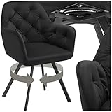 tectake® Esszimmerstuhl drehbar mit Armlehne, Samtstoff Drehstuhl ergonomisch, Möbel für Wohnzimmer, Stühle für Dining Lounge, Office, als Schminkstuhl oder Schreibtischstuhl - schwarz