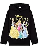 Disney Prinzessinnen Hoodie Mädchen, Kapuzenpullover, Kinder Kleidung für Mädchen, Geschenke, 92-152 (7-8 Jahre, Schwarz, 7_Years)