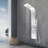 Probility Duschpaneel aus Edelstahl für den Eckeinbau 3 Funktionen mit Regenbrause Brausegarnitur mit Handbrause, Regenbrause und 2 Massageduschen, Brausegarnitur Temperatur einstellbar