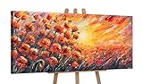 YS-Art Schöne Blumenbilder Gemalt Acryl Gemälde auf Leinwand handgemalt Wandbild Wohnzimmer modern Wohndekor berühmte große Bilder 115x50 cm