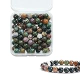 BLAESIFF 8mm Indischer Achat Perlen, Natürliche Edelstein-Perlen 100 Stück Runde lose Perlen für Armband-Schmuckherstellung, DIY-Halskettenohrringe (Indischer Achat)