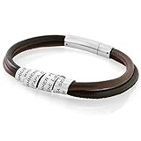 Herrenarmband Leder mit Gravur braun schwarz Männer Armband 925 Silber Schmuck Namensarmband Herren Lederarmband Namen Bajonett Nappaleder Herrenschmuck mit Text | HANDMADE IN GERMANY