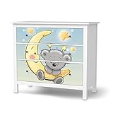 Möbel-Folie für Kinder - passend für IKEA Hemnes Kommode 3 Schubladen I Tolle Möbeldekoration für Baby-Zimmer Deko I Design: Teddy und Mond