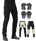 CTBQiTom Motorradhose Herren Mit Aramid Schutzfutter Motorrad Biker Hosen Mit CE abnehmbaren Rüstung,Schwarz,36W/31L