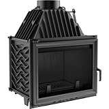KRATKI Kamineinsatz ZUZIA – 16 kW Kaminofen-Einsatz aus Gusseisen – Gerade Sichtscheibe – Effiziente Wärmeabgabe, Manuelle Luftregelung – Schamottierte Brennkammer – 8 mm Wandstärke