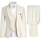 Jungenanzug, 4-teilig, schmale Passform, formelle Kleidung, Ringträger, Outfit, Jacke und Hose, Beige, 164